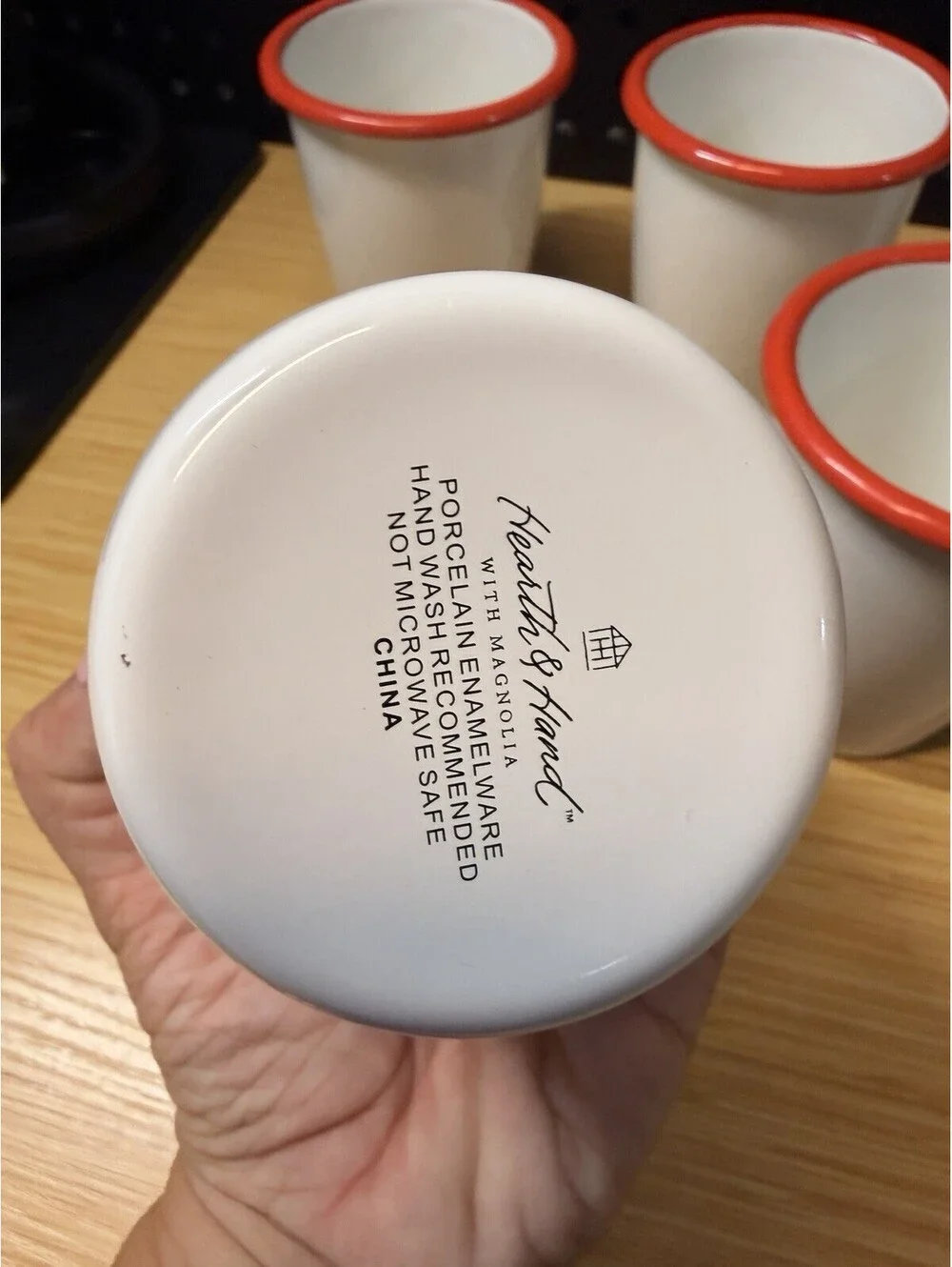 Hearth & Hand Magnolia Porcelain Enamelware Tumblers 6 Cups Camping Glamping